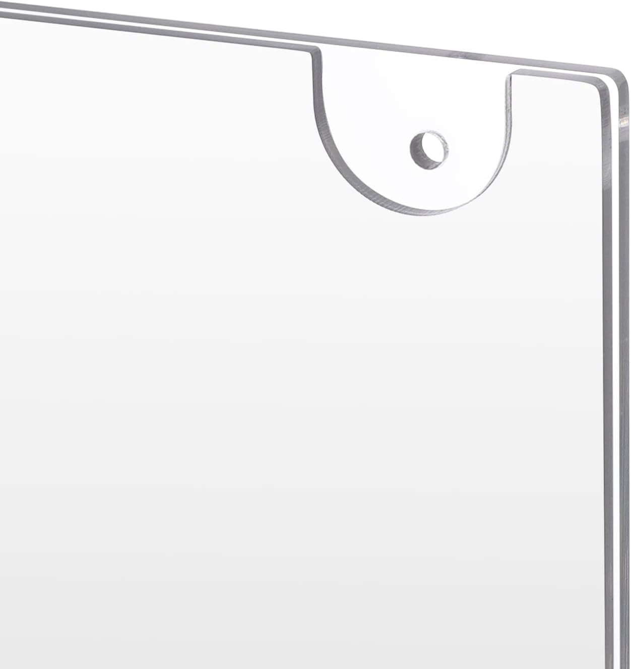 PecMuikee Acrylic Sign Holder 8.5x11 Horizontal, Wall Mount Acrylic Sign Holder and Plastic Paper Display Ad Frame bonus with 3M Tape and Mounting Screws for Restaurants, Office, Market, Store, 6 Pcs