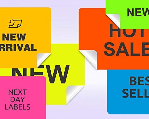 NextDayLabels - 8-1/2 x 11" Neon Color High Light Fluorescent Labels for Laser & Inkjet Printer (Yellow Fluorescent, 4 x 5" - 4 Per Page | 100 Labels)