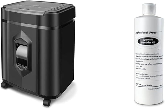 Aurora Professional Grade AU125MA 120-Sheet Auto Feed & SL16 Professional Grade Synthetic Shredder Oil, 16 Oz Flip-Top Leak Proof Bottle, Synthetic Shredder Oil 16 oz. Bottle