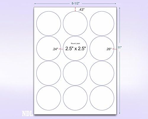 NextDayLabels Pack of 50 Sheets, 8-1/2 x 11" Fluorescent Labels for Laser & Inkjet Printer (Orange Fluorescent, 2-1/2" Round - 12 per Page, 600 Labels)