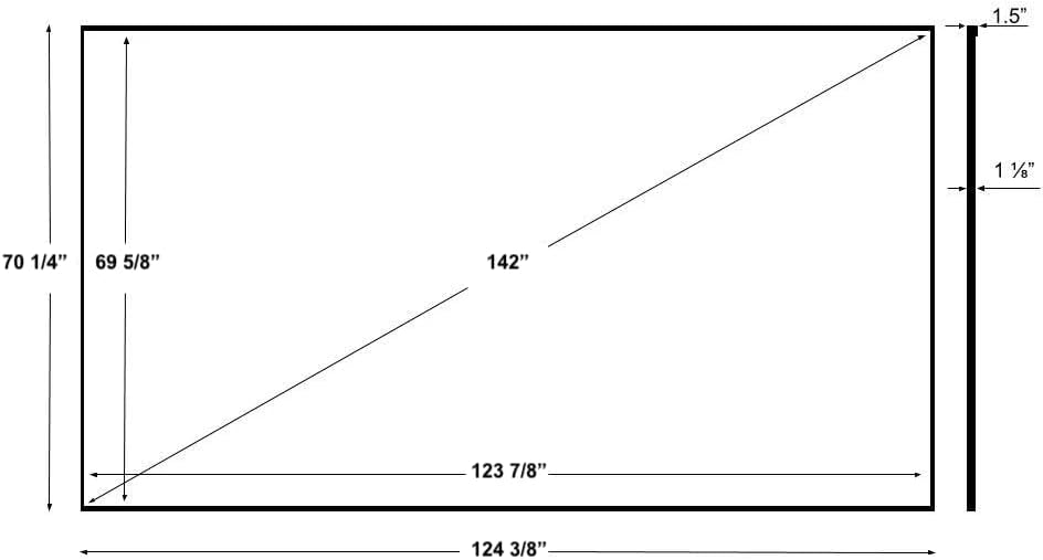 Silver Ticket Products S7 Series 6 Piece Thin Bezel Home Theater Fixed Frame 4K/8K Ultra HD, HDTV, HDR & Active 3D Projection Screen, 16:9 Format, 142" Diagonal, White Material S7-169142