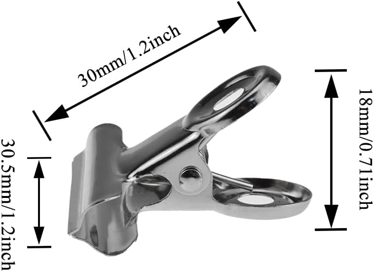 HAHIYO 1.25inch Silver Bulldog Clips Metal File Hinge Binder Clips Clamps Save Space Strong Spring Jaws Rock Solid Grip Book Lay Flat Deburred Edge for Hang Photos Wall Grid Dog Food 20PCS