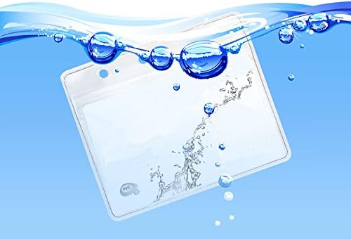 Bird Fiy 50 Pcs Waterproof Type Clear Plastic Horizontal Name Tag Badge Id Card and 50 Pcs Black Nylon Lanyard