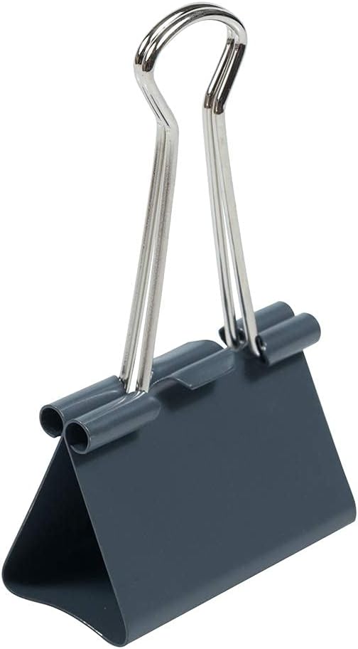 JAM PAPER Colorful Binder Clips - Large - 1 1/2 Inch (41 mm) - Grey Binderclips - 12/Pack
