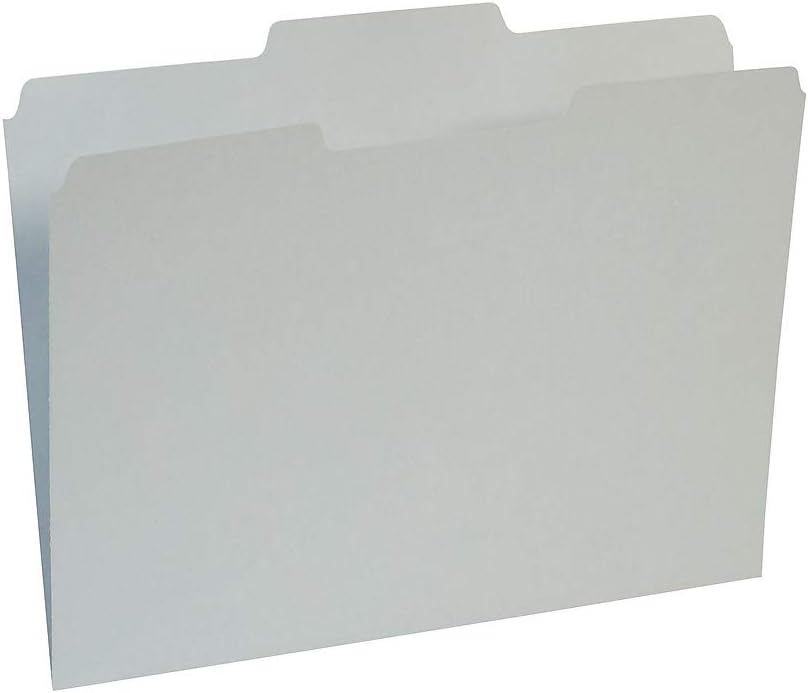 Staples 508895 Colored File Folders w/Reinforced Tabs Letter 3 Tab Gray 100/Box