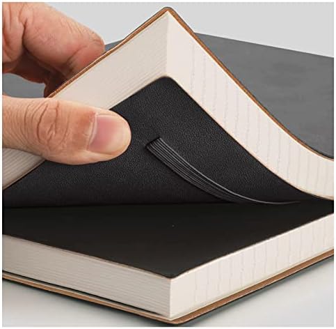 EMSHOI Composition Notebooks College Ruled - Soft Cover Leather Thick Journal, B5 Large Notebook, with Free Sticky Notes, 204 Numbered Pages,100gsm Lined Paper, for Writers Students, 7.5"x10"- Black