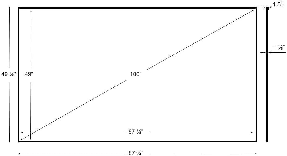 Silver Ticket Products S7 Series 6 Piece Thin Bezel Home Theater Fixed Frame 4K/8K Ultra HD, HDTV, HDR & Active 3D Projection Screen, 16:9 Format, 100" Diagonal, UST Flare Material S7-169100-FLARE