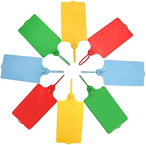 100 Plastic Tags Shipping Tags Water Proof Tags for Labeling Shipping Labels Security Seals Writable Marker Ties Hanging Tags Storage Tag with One Marker Pen (Blue)