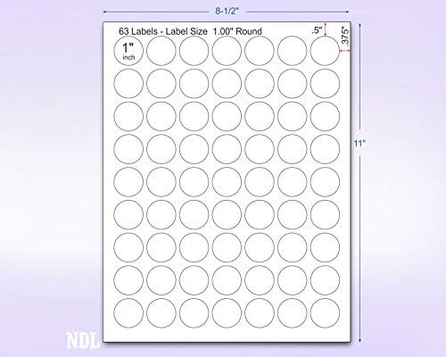 8-1/2 x 11" Neon Color High Light Fluorescent Labels for Laser & Inkjet Printer (YELLOW Fluorescent, 1" Round - 63 per Page - 3150 Labels)