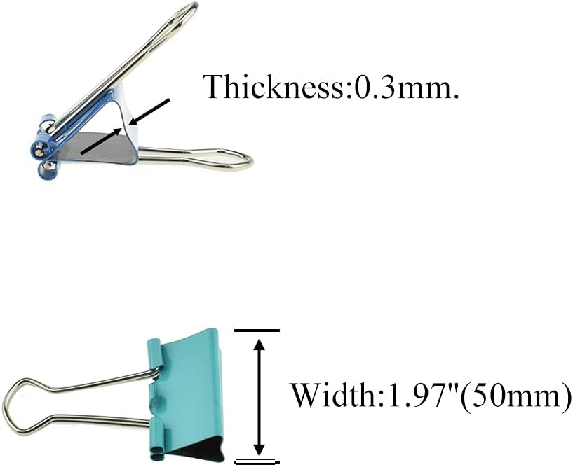 HAHIYO Binder Clips Paper Clamps Spring Steel Sturdy Large 1.97 inches Width 0.59 Inch Capacity No Sharp Edges Heavy Duty Tight Grip Reusable Color Metal Bright Finish for Home Office School 17 Pack