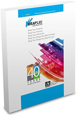 USI WrapSure Thermal (Hot) Laminating Pouches/Sheets, Menu Size, 7 Mil Thick, 12 x 18 Inches, Clear Gloss, 100-Pack