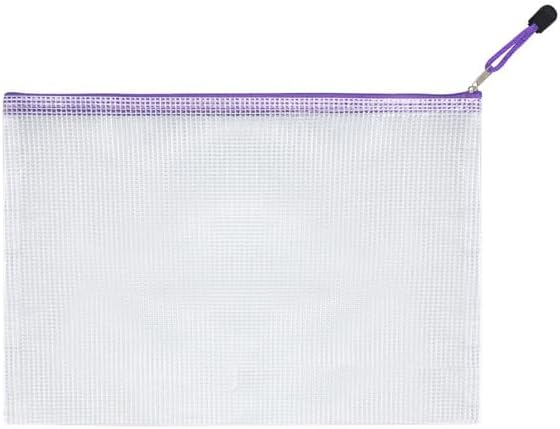 Mesh Zipper Pouch Bag,A3 Zipper Bag for Organizing Storage, Waterproof Zipper Pouch,17" x 12"/44cm x 32cm, File Bag for School and Office Supplies (Purple)