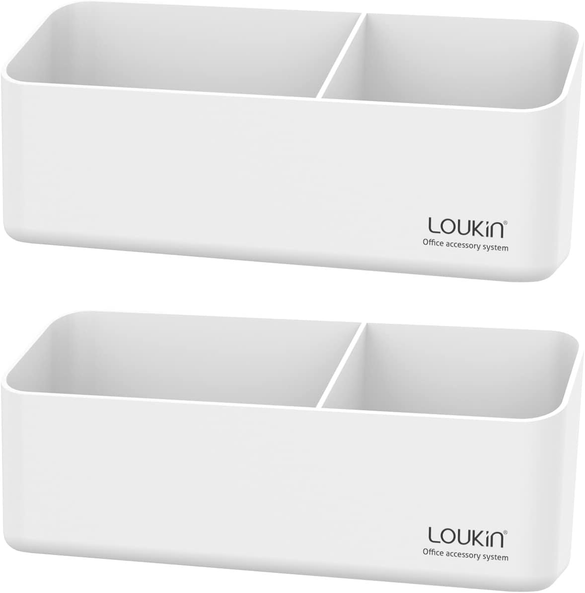loukin Magnetic and Adhesive Marker Holder, Dry Erase Accessory Tray, Magnetic Storage Organizer for Whiteboard, Glass or Refrigerators 2 Pack(White)