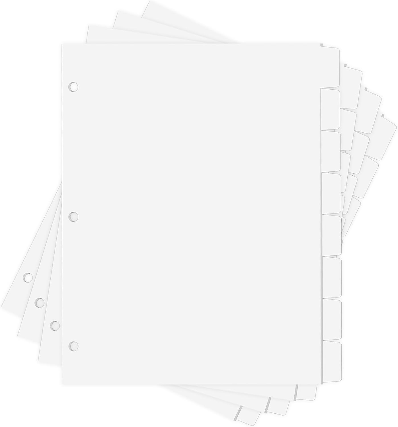 Binder Dividers for 3 Ring Binder, 1/8 Cut Tabs, Letter Size, Blank Write On Page Dividers with 8 Big Tabs for School Office Home, 4 Sets, 32 Dividers, White