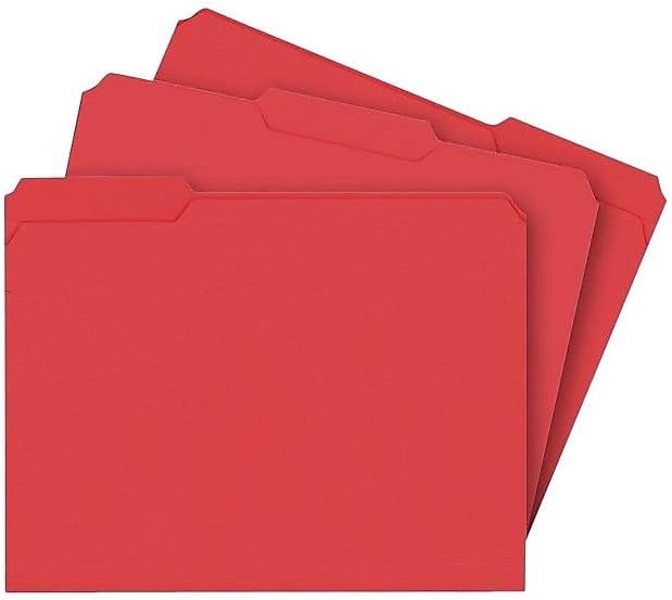 Staples 508994 Colored File Folders w/Reinforced Tabs Letter 3 Tab 100/Box