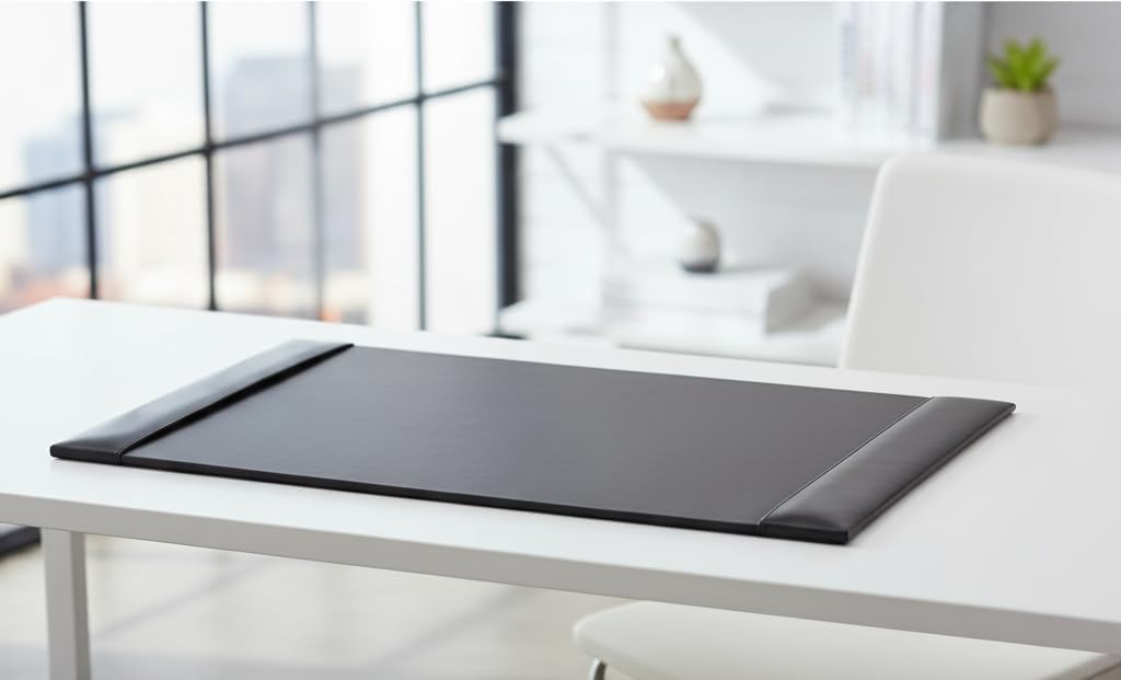 Dacasso Black 30" x 18" Desk Pad/Desk Mat/Desk Protector, Bonded Leather, 30.00 x 18.00 x 0.50 (PR-1403)