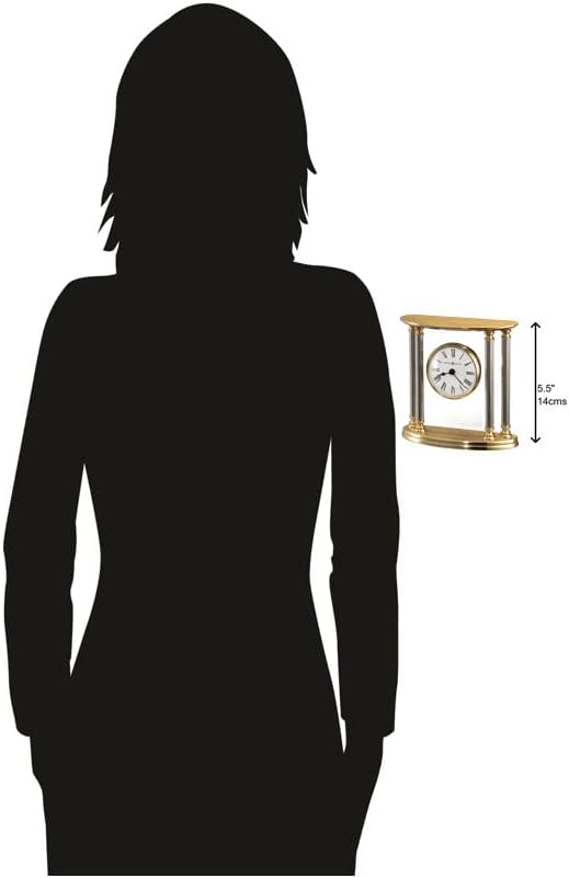 Howard Miller New Orleans Tabletop Clock – Elegant Brass Accent Clock with Palladium Plated Fluted Columns Quartz Movement Traditional Design for Office Mantel & Home Decor