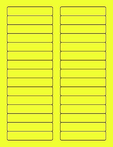 8-1/2 x 11" Neon Color High Light Fluorescent Labels for Laser & Inkjet Printer (Yellow Fluorescent, 2/3" x 3-7/16" - 30 Per Page | 3000 Labels)