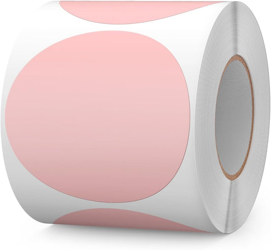 500 PCS Color Coding Round Stickers 3 Inch Vinyl Pink Dot Sticker Removable Writable Circle Floor Labels for Inventory Garage Sale Price Tags