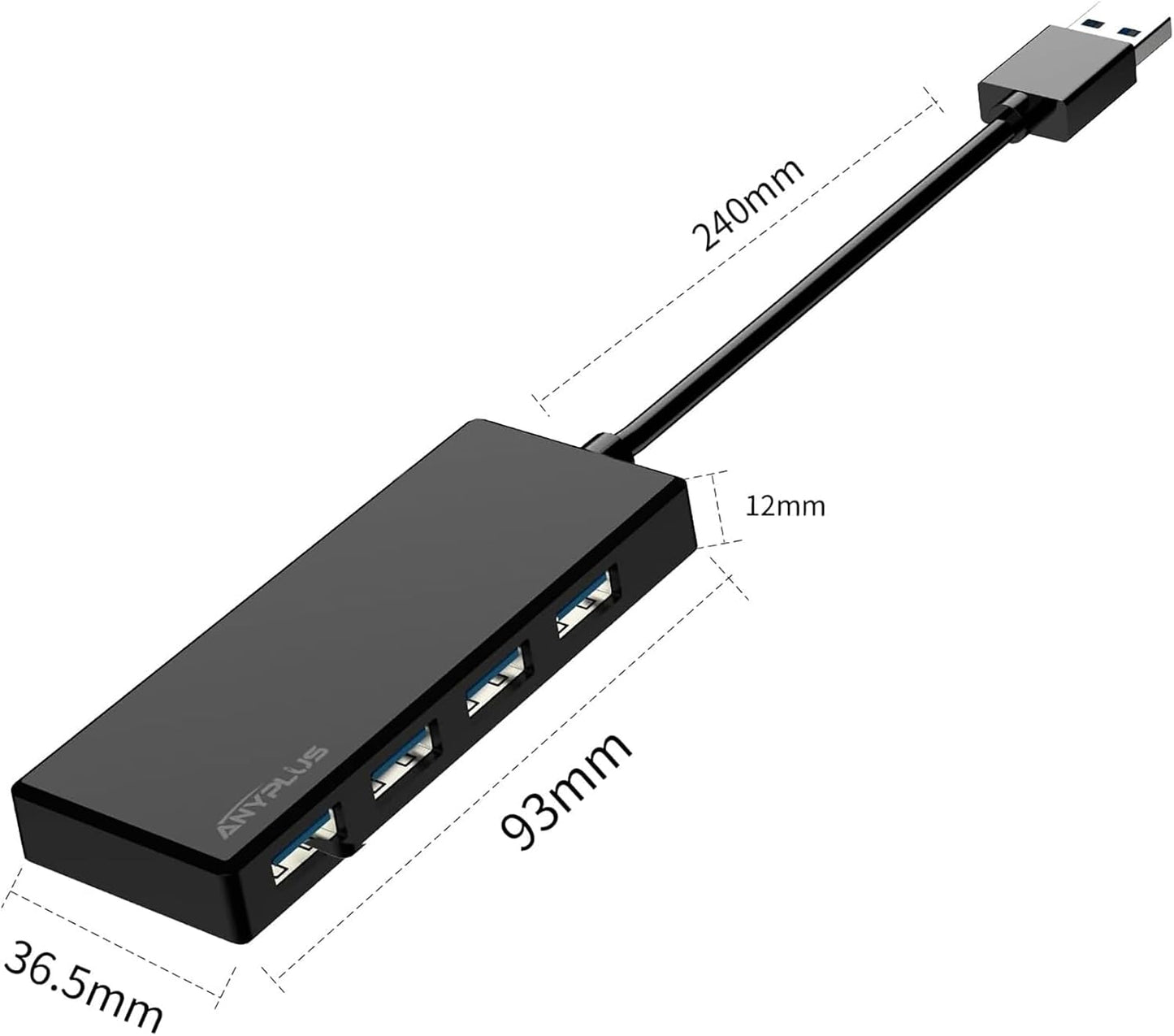 USB 3.0 Hub, 4 Port USB Hub Splitter,Portable USB Adapter Mini Multiport Expander for Desktop, Laptop, Xbox, Flash Drive, HDD, Console, Printer, PC, Keyboards, HP, Dell