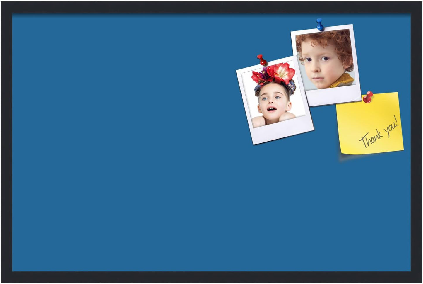 PinPix 34x22 Inch Cork Bulletin Board. This Decorative Framed Pin Board Comes with Navy Pastel Design and a Satin Black Frame. Ideal for Home Office Decor or Message Board (PinPix-1811)