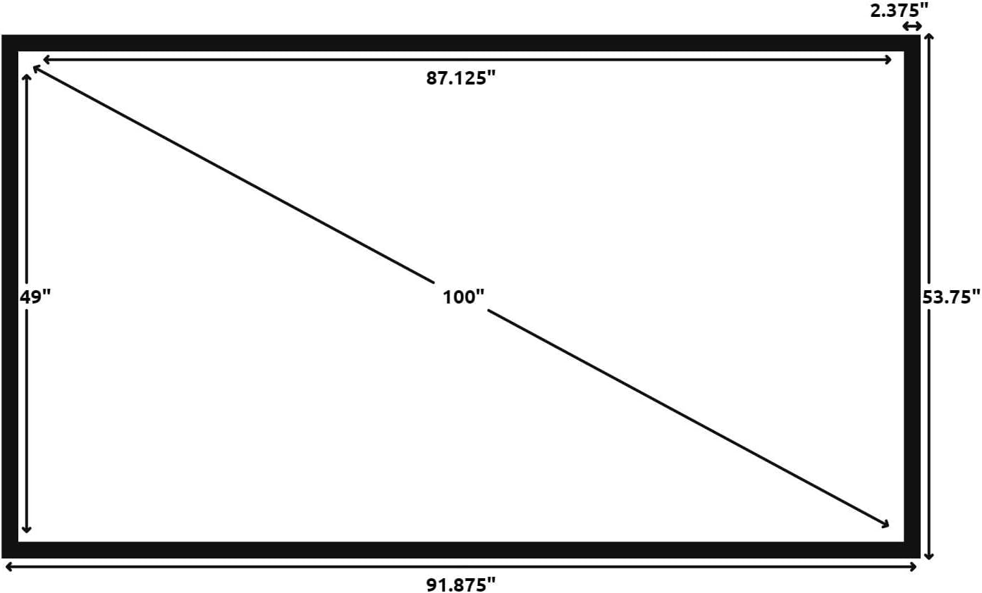 Silver Ticket Products STR Series 6 Piece Home Theater Fixed Frame 4K / 8K Ultra HD, HDTV, HDR & Active 3D Movie Projection Screen, 16:9 Format, 100" Diagonal, High Contrast Material STR-169100-HC