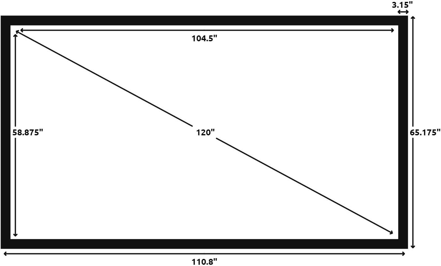 Silver Ticket Products STR Series 6 Piece Home Theater Fixed Frame 4K / 8K Ultra HD, HDTV, HDR & Active 3D Movie Projection Screen, 16:9 Format, 120" Diagonal, Woven Acoustic Material STR-169120-WAB