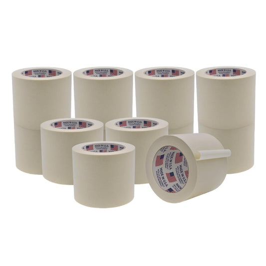 WOD MT5 Utility Grade Masking Tape, 4 inch x 60 yds. (Pack of 12) for Home or Office air-Dry Painting, Labeling, & Packing. Leaves no Residue
