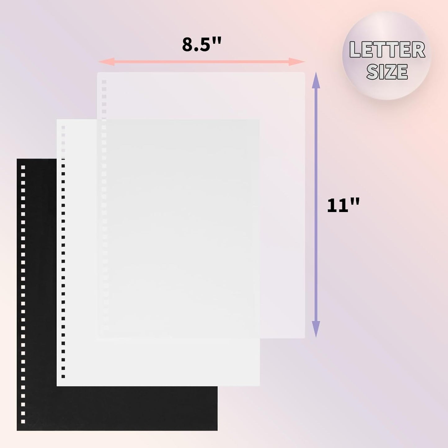 Rayson Pre-Punched PP Plastic Binding Cover, Frosted Finish, 32 Square Holes, Letter Size 8-1/2 × 11 Inches Matte Binding Cover - 50/Pack