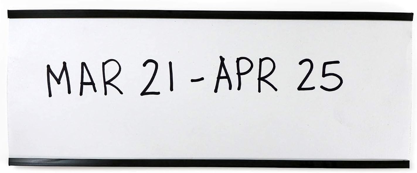 SmartSign (Pack of 25) 3 x 8 inch Flexible 'C' Channel Shelf Label Holders with Inserts, 62.5 mil Magnetic Material, Black, Made in USA