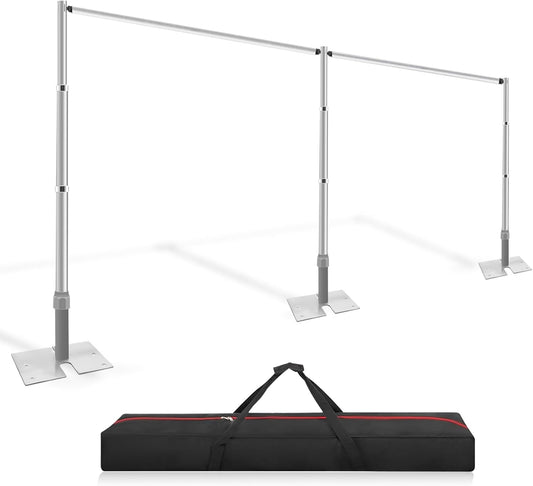 Jiang&Rong 10ft x 20ft Adjustable Backdrop Stand Kit - Heavy Duty Pipe and Drape Stand for Photo Studio, Booth, or Photography Backgrounds