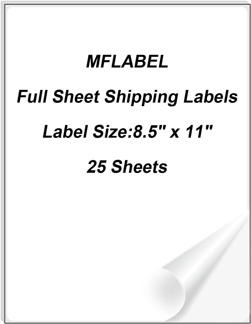 MFLABEL Full Sheet Sticker Labels, Address Labels, White Matte Label Paper, 8-1/2" x 11" Shipping Labels for Laser & Inkjet Printer (25 Labels, 25 Sheets)