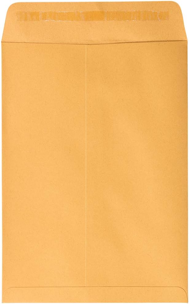 JAM PAPER 7 1/2 x 10 1/2 Open End Catalog Envelopes with Peel and Seal Closure - Brown Kraft Manila - Bulk 250/Box