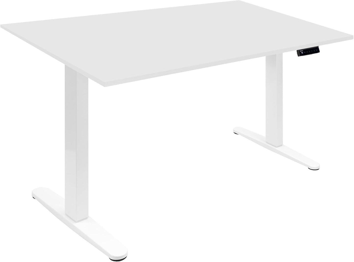 Mount-It! Motorized Sit Stand Adjustable Height Desk Frame with 48" Tabletop - Ergonomic Single Motor Adjustable Standing Height Table, Desktop Rising Up to 47.2" Memory Control, Large White Desk