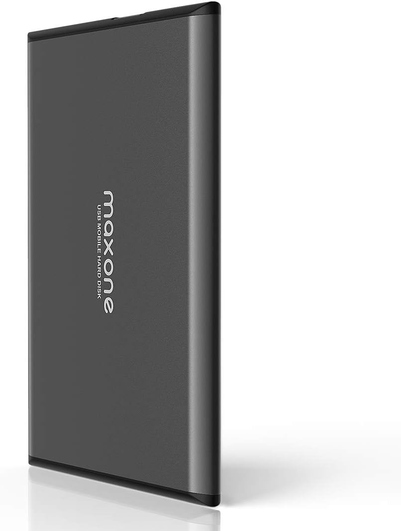 Maxone 750GB Ultra Slim Portable External Hard Drive HDD USB 3.0 Compatible with PC, Laptop, Charcoal Grey