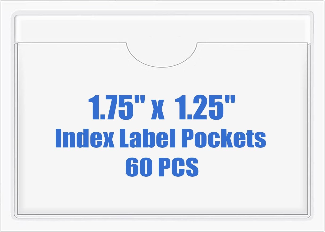 Origin-Joy 60 PCS Self Adhesive Index Card Pockets with Top Open, Clear Plastic Label Holder for Cards of Note, Library and Business, Adhesive Label Pockets & Card Holder (1.75 x 1.25 inch)