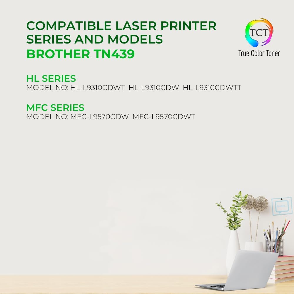 TCT TN439 Yellow Toner Cartridge - Compatible Replacement for Brother TN439 TN-439 TN439Y Yellow Works with Brother HL-L8360CDW L8360CDWT MFC-L8900CDW L9570CDW Printers (9,000 Pages)