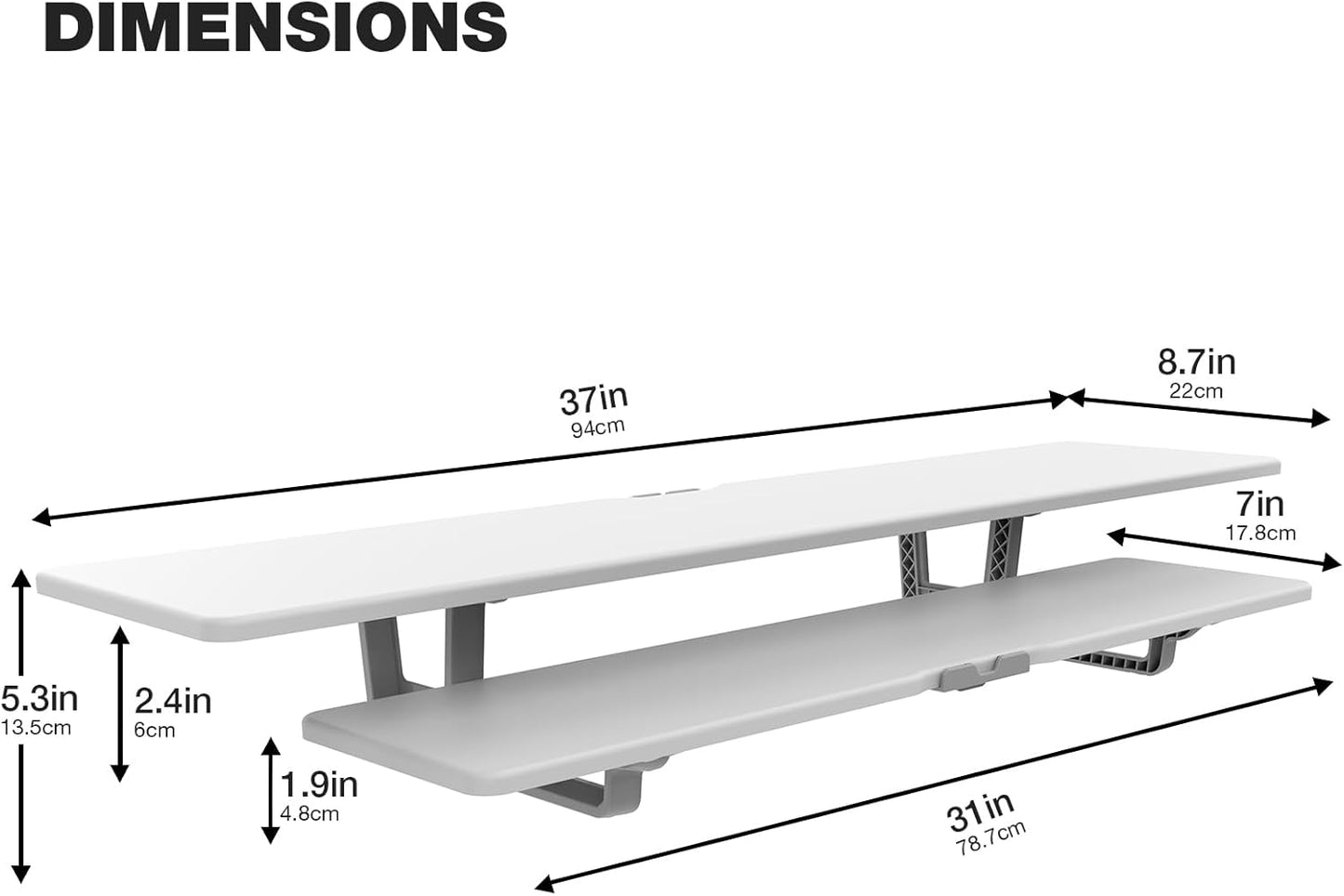Dual Monitor Stand, 2-Tier Wood Monitor Riser with Storage Organizer and Cable Management, White