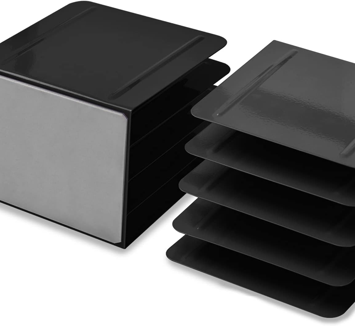 Acrimet 4 Section Vertical Metal File Sorter, Desktop File Organizer, Compact and Efficient Solution for Papers & Folders - Black Color
