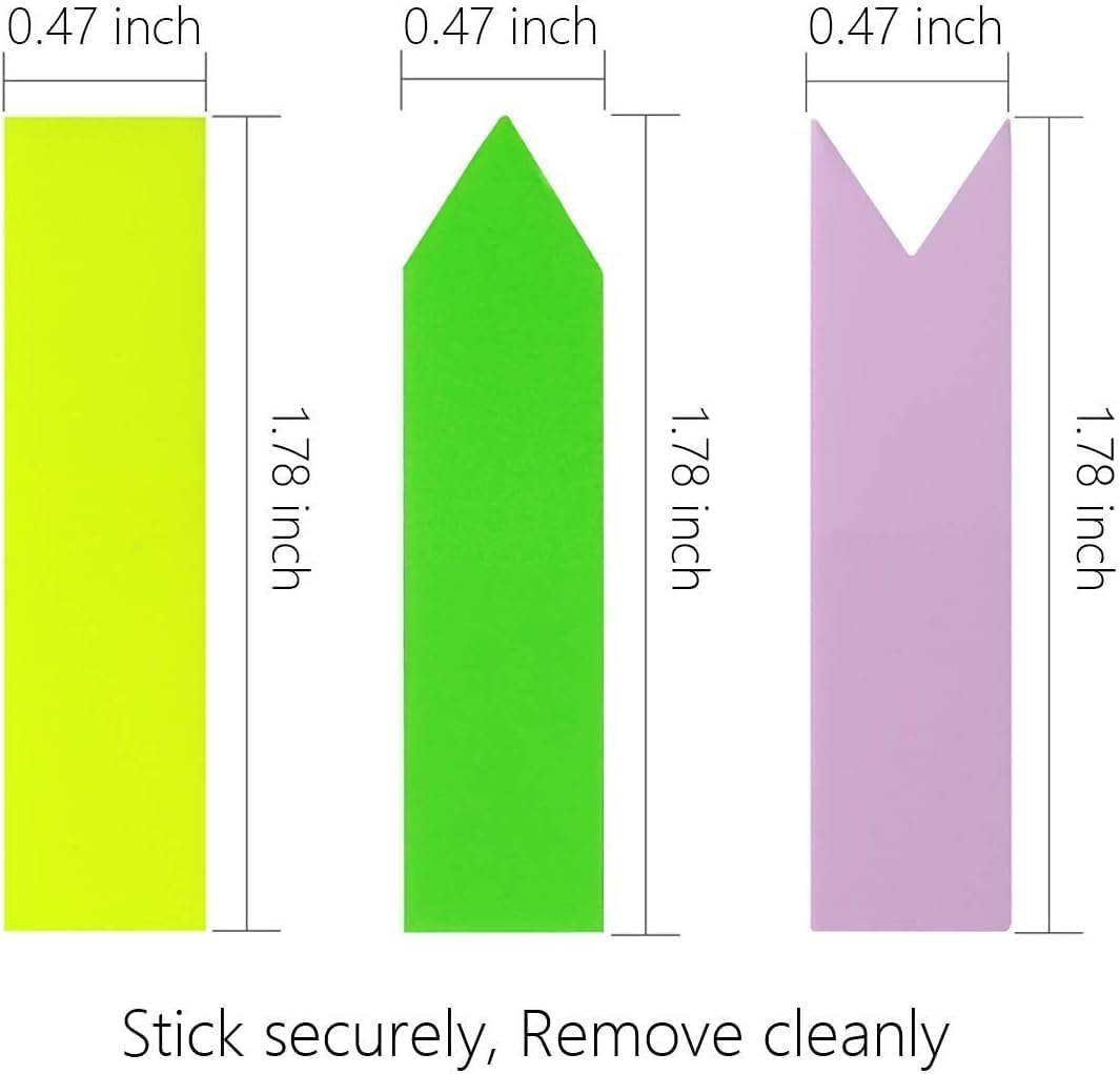KICNIC 1500 Pieces Page Markers Sticky Index Tabs, Arrow Flag Tabs Self Adhesive, Colored Notes Tab Stickers for Notebook, Documents, Books [10 Colors, 3 Designs] Sticks Securely, Removes Cleanly