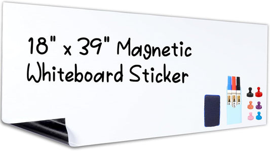 HAMIGAR Magnetic Whiteboard Contact Paper 18" x 39" Dry Erase White Board Sticker for Wall Stick on White Board Peel and Stick Wallpaper Adhesive Poster with Marker, Magnetic Eraser and Magnets