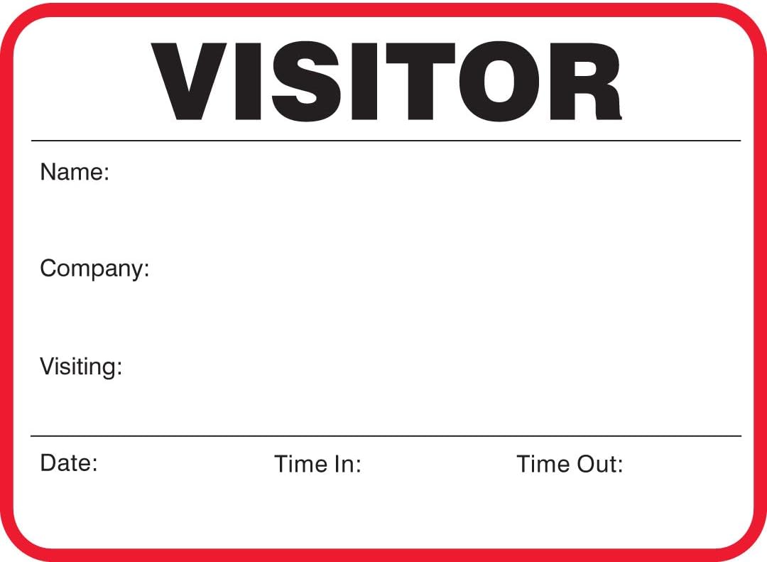 Standard Visitor Badges in Books, Visitor Sign-in Books with Large Badges 3-1/2” x 2-1/2”, 400/Book (Red)