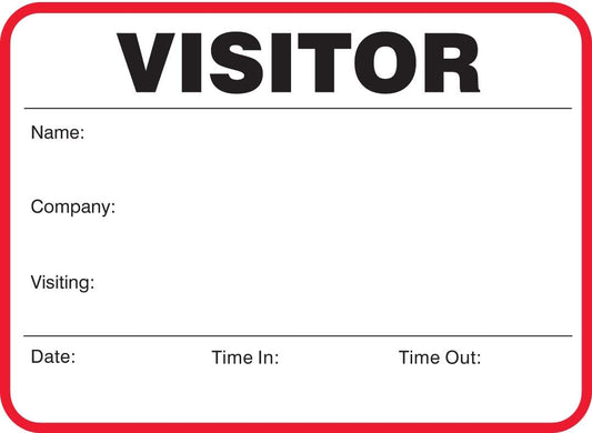 Standard Visitor Badges in Books, Visitor Sign-in Books with Large Badges 3-1/2” x 2-1/2”, 400/Book (Red)
