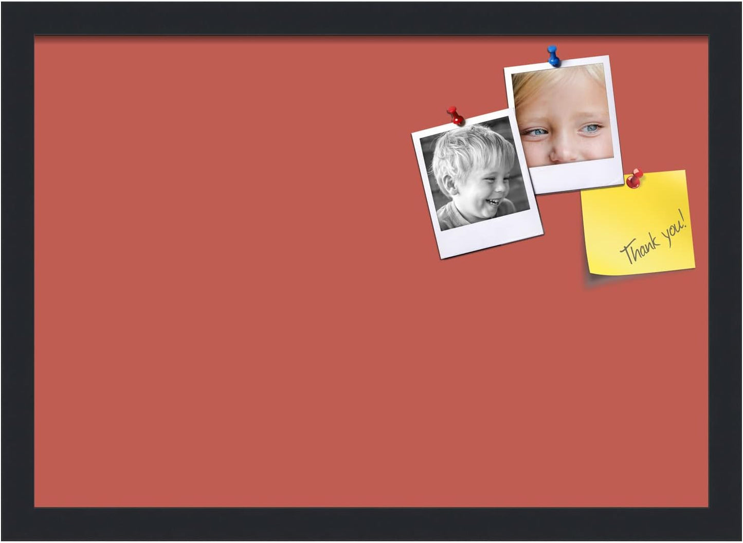 PinPix 20x14 Inch Cork Bulletin Board. This Decorative Framed Pin Board Comes with Crimson Pastel Design and a Satin Black Frame. Ideal for Home Office Decor or Message Board (PinPix-1807)