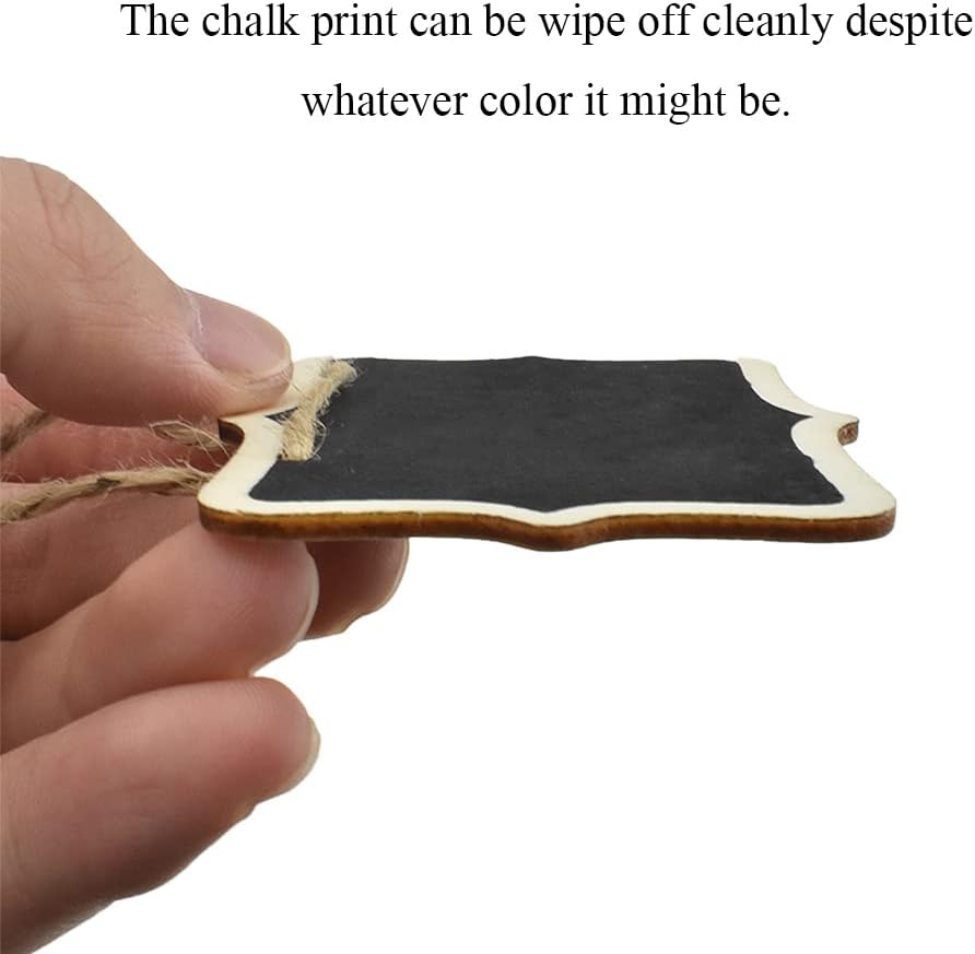 Hahiyo 3.15 x 2.36 Inch Double Sided Chalkboards with Hanging String Help Marking Easy Writing Quick Attach Wood Double-Sided Rectangle Blackboard 15 PCS for Message Signs Food Labels Wedding Party