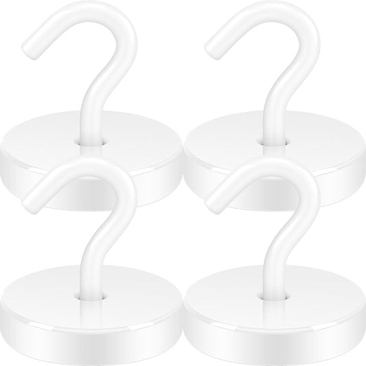 Neosmuk Magnetic Hooks, Heavy Duty 170lb Strong Magnets for Cruise Cabins, Ship Essentials, Large Metal Hooks for Hanging on Fridge(White,Pack of 4)