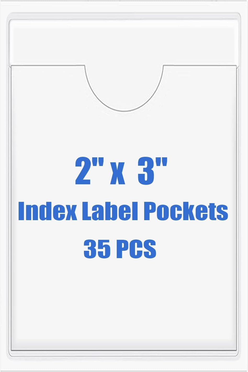 Origin-Joy 35 PCS Self Adhesive Index Card Pockets with Top Open, Clear Plastic Label Holder for Notes, Library and Business, Adhesive Label Pockets & Holder (2 x 3 inch)