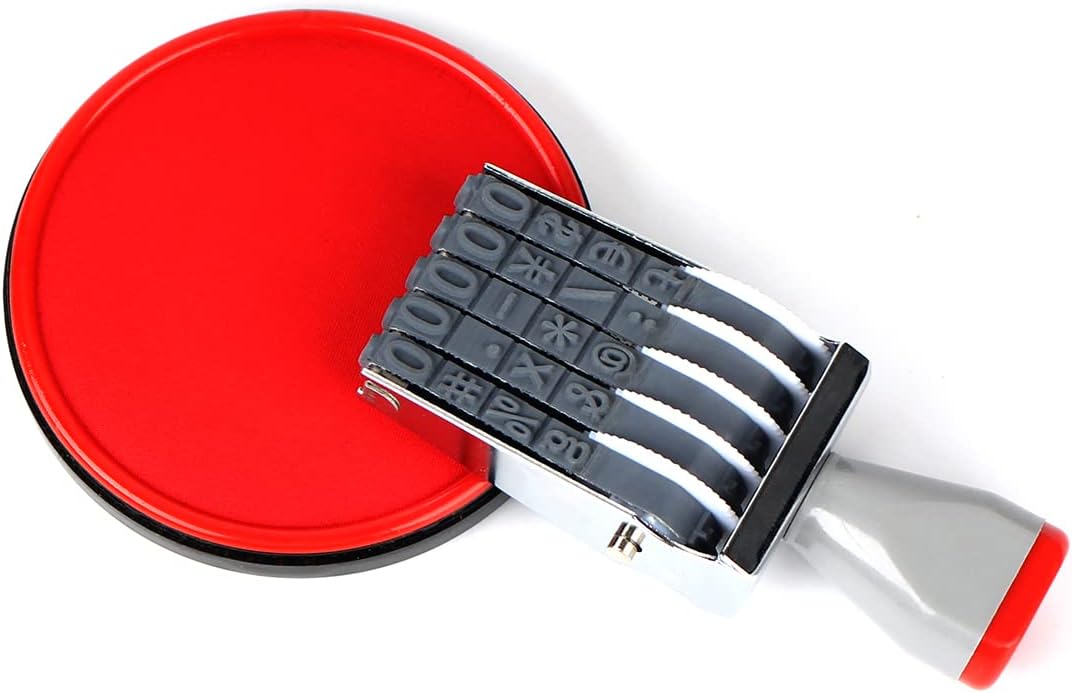 Rubber Number Stamps and Pad Kit, Multi-Function DIY 5 Digits Roller Stamp,Business Stamps Office Stamps Date Stamp with Red Stamp Pad Scrapbooking Roller Writing Paper