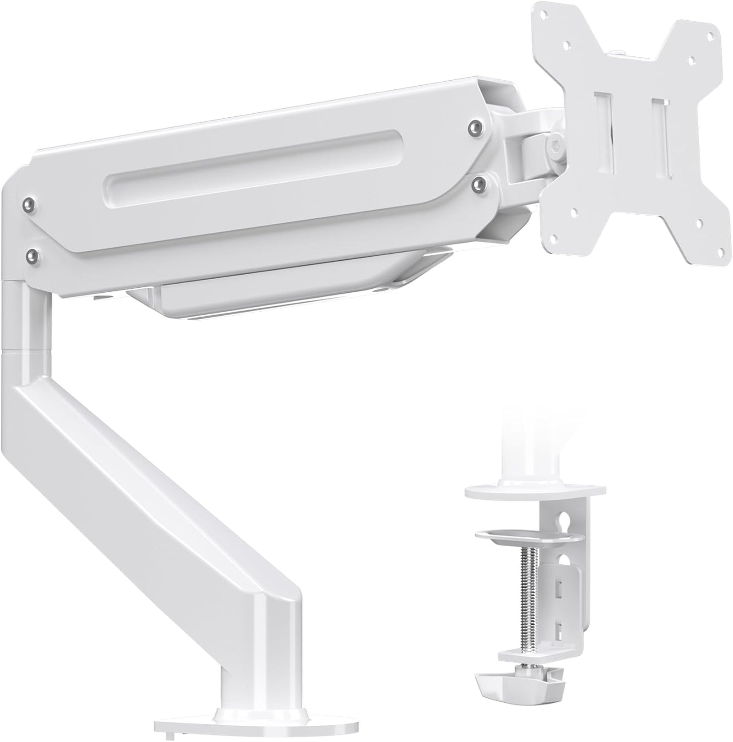 Suptek Single Monitor Mount Adjustable Gas Spring Monitor Arm Desk Mount Stand Fits 17 20 22 23 24 26 27 32 33 inch Monitors,Holds up to 22 lbs,White(MD18W)