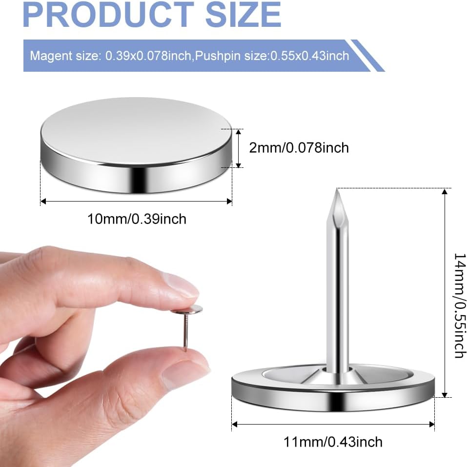 rhinocats Magnetic Push Pins, 20 Sets Magnet Thumbtack for Wall Bulletin Board Strong Decorative Pushpins Clip for Map Picture Hanging Kit Poster Holder